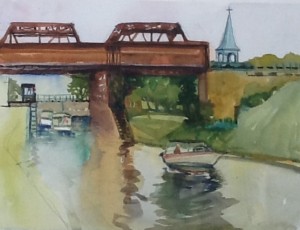 Locks, St. Anne de Bellevue,watercolour, 2015