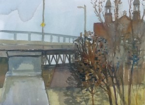Under the bridge , Rigaud, watercolour, 2015