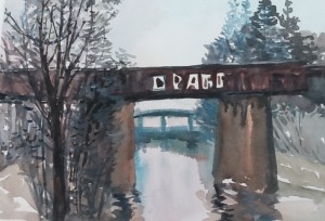 Train Bridge, watercolour, 2015