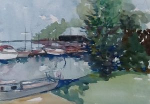 watercolour, Pointe Claire Yacht Club, QC, 2016