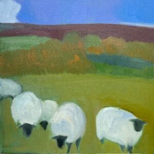 September Sheep , oil on canvas, 12 x 12, 2025
